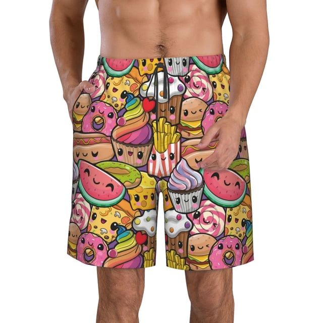 Balery Fruit-Flavored Ice-Cream Traje de Baño Estilo Hawaiano para Hombre, Shorts de Secado Rápido con Bolsillos-Small