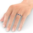 thumbnail image 4 of 0.66 Ct Round Shape Natural Diamond Blue Sapphire Sparkle Half Eternity Band for Wedding 14K White Gold Size 8.5, 4 of 7