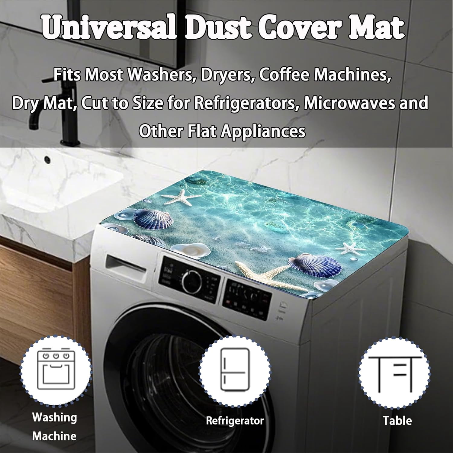 Washer Dryer Top Cover Mat, Non-Slip Laundry Room Decor, Laundry Room Kitchen Appliance Decor Protector, 23.6x19.7in