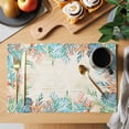 thumbnail image 2 of Placemats Set of 6, Beige Coastal Woven Placemat, Linen Place Mats for Kitchen/Dining Tables, Summer Nautical Beach Coral Starfish Washable Table Mats for Party, 2 of 8