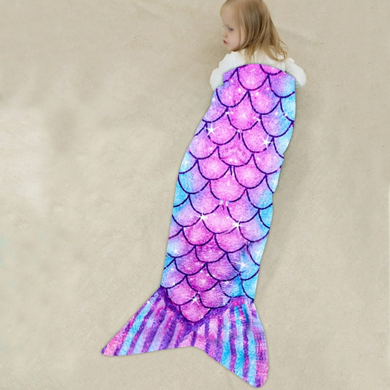 Mermaid Gifts for Girls, Little Mermaid Tail Blanket Backpack