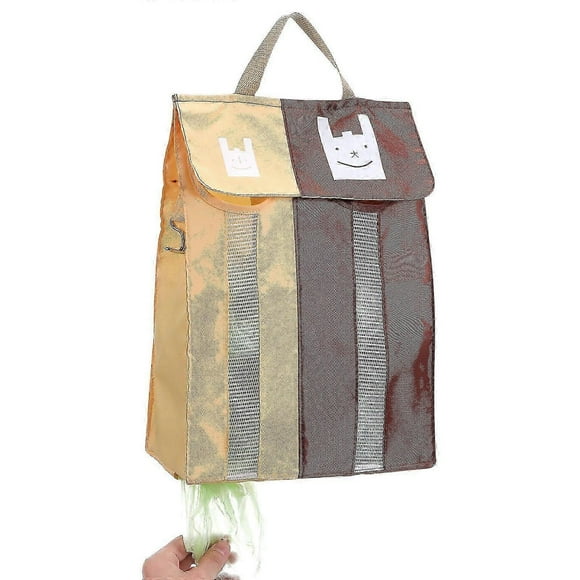 Kitchen Trash Bag Dispenser Dual-Opening Hanging Garbage Bag Storage Holder Wall Mount Organizer For Plastic Bags Towels
