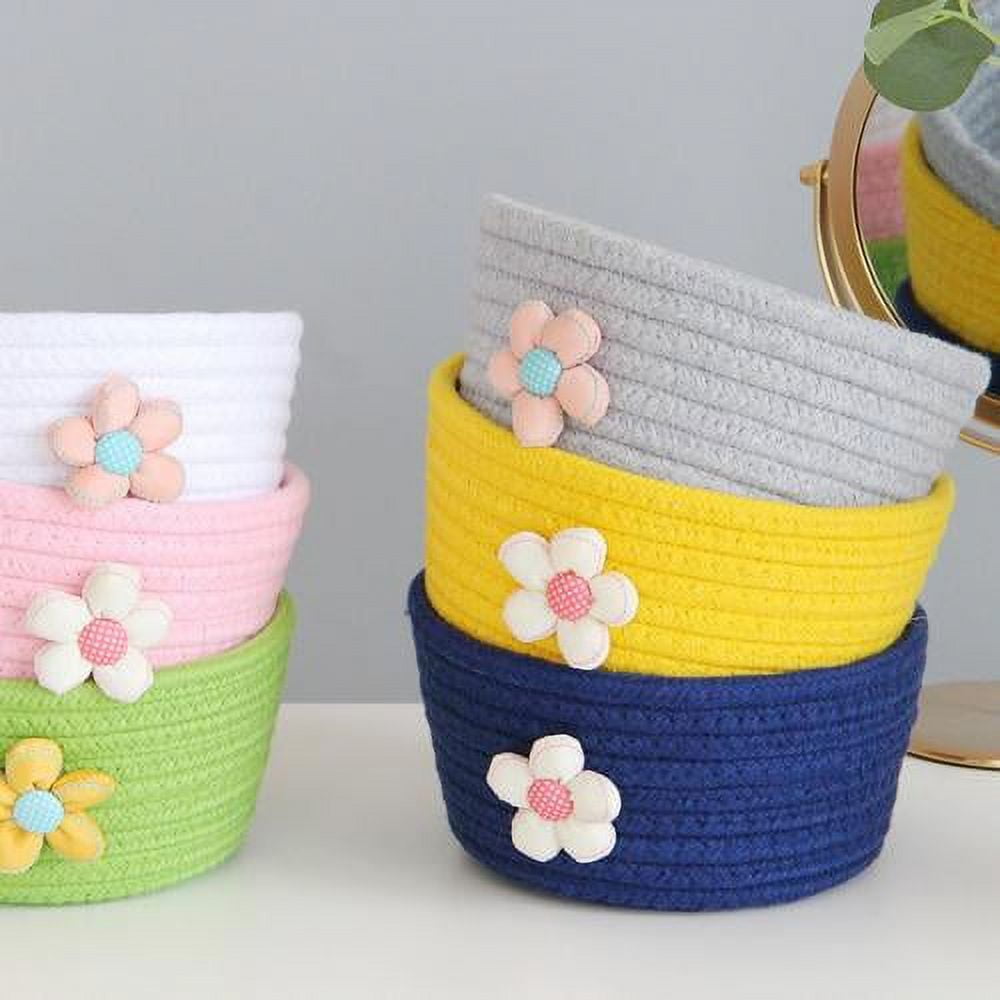 NaturalCozy Naturalcozy 5-Piece Rectangle Storage Basket Set- Natural  cotton Rope Woven Baskets for Organizing Small Basket for Montessori