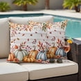 thumbnail image 4 of Orange Blue Fall Outdoor Waterproof Pillow Covers, Thanksgiving Pumpkins Botanical Vintage Decorative Square Throw Pillowcase Sofa Cushion Sham for Patio/Couch/Chair, 16"x16" 2 Pack, 4 of 8