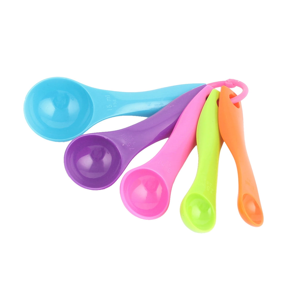 Kitchen Plastic Round Shape Oval Handle 1ml-15ml Measure Spoons ...