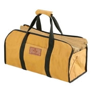 WHITEDUCK TUFF Large Firewood Carrier 21 Oz. Heavy Duty Waxed Canvas Log Carrier Holder for Fireplace, Carrying Wood Indoor & Outdoor (Tan, Tote Shape (23"x10"x12"))