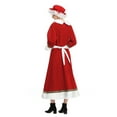 thumbnail image 4 of Mrs. Claus Costume for Women Adult Christmas Plus Size Dress with Bonnet Apron White Hair Wigs and Wire Rim Glasses, 4 of 8