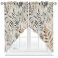 thumbnail image 2 of Vintage Pastoral Leaves Swag Curtain Valance for Windows, Brown Leaf Farmhouse Linen Texture Window Treatments Short Swag Topper for Kitchen Windows Bathroom Bedroom, 36"x63", 2 of 8