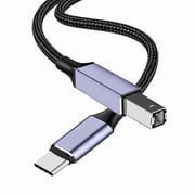 USB C Printer Cable 3.3ft, Braided Compatible with HP, Epson,Canon Printer, Scanner, Lexmark; USB C to USB B Cable for MacBook Pro/Air, iMac, XPS, ASUS, Lenovo Computers