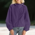 thumbnail image 2 of Arlun Solid Color Lightweight Jackets for Women Casual Outdoor Thin Breathable Loose Hooded for Couples Sun Protection Coats Full Zipper Long Sleeve Fall Outwear Purple XXL, 2 of 4