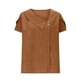 thumbnail image 4 of Petal Sleeve Cotton Linen Shirts for Women Fashion V Neck Button Blouses Casual 2025 Summer Dressy Tunic Tops, 4 of 9