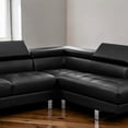 thumbnail image 3 of Cosmic Homes Grayson 3-Seater Leather Upholstered Sectional Sofa with RHF Chaise – Cup Holder Black, 3 of 4