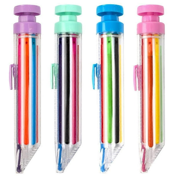 Portable Rotating Crayon Set Ergonomic Design, Quick Dry Wax, 4 Piece for Drawing & Writing Activities