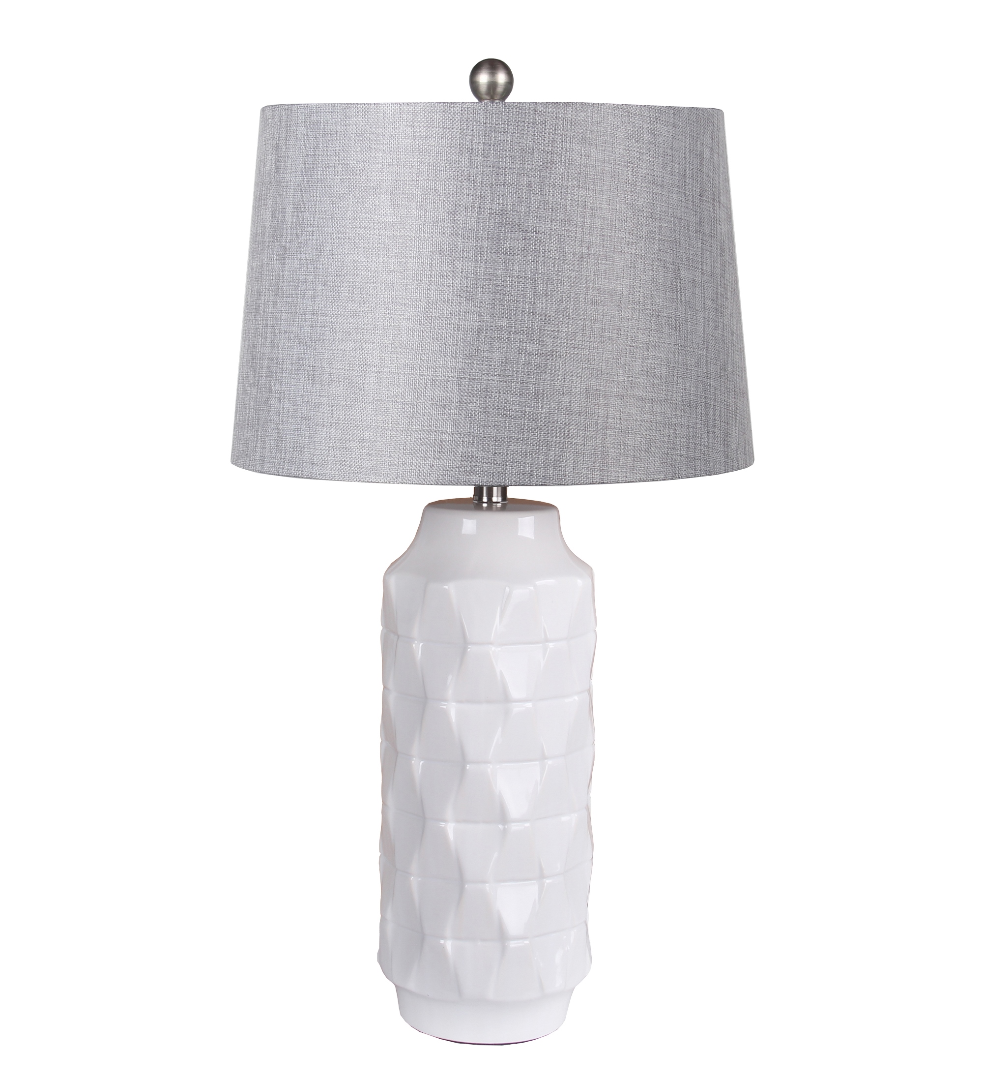 Privilege Transitional 100Watt Gloss White Ceramic Base Table Lamp 77176