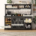 thumbnail image 6 of ANPOO 63"W Farmhouse Coffee Bar Cabinet with Power Outlet and LED Light, 58"H Wine Bar Cabinet with 4 Tier Storage Hutch, Kitchen Buffet Cabinet with 15 Wine and Glass Racks for Kitchen Dining Room, 6 of 8