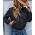 thumbnail image 5 of Womens Stand Collar Quilted Puffer Jacket Padded Zip Coat Black XL, 5 of 7