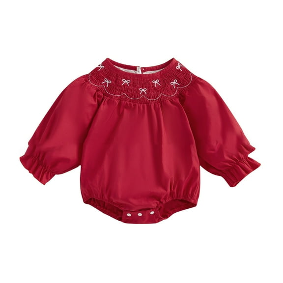EnJoCho My First Valentines Baby Girl Outfit Heart Smoc𝗄ed Bubble 𝖱omper Bodysuit Cute Spring Clothes Jumpsuit Knitwear Kids Clothing Toddler Holiday Special Ocasion Gift Set 𝖱omper Suit Playsuit