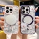 thumbnail image 4 of Funda de carga inalámbrica magnética Magsafe para iPhone 11, 12, 13, 14, 15 Pro Max, carcasa dura de PC, transparente, Floral, a la moda, 4 of 5