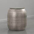 thumbnail image 4 of Simpli Home Griffen 19 inch Wide Hand-Hammered Metal Drum Storage Accent Table, Antique Nickel, 4 of 6