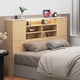 thumbnail image 2 of Estante para cabecero de cama Librería de madera para cabecero de cama con luces LED Estante abierto de 3 niveles para cabecero de cama con 2 armarios con puertas Estante para cabecero de cama, 2 of 11