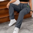thumbnail image 2 of Pounoo Cargo Pants for Women Elastic Waist Drawstring With Multi Pockets Streetwear Urban Style Lightweight Breathable Loose-Fit Pants Gift, 2 of 4