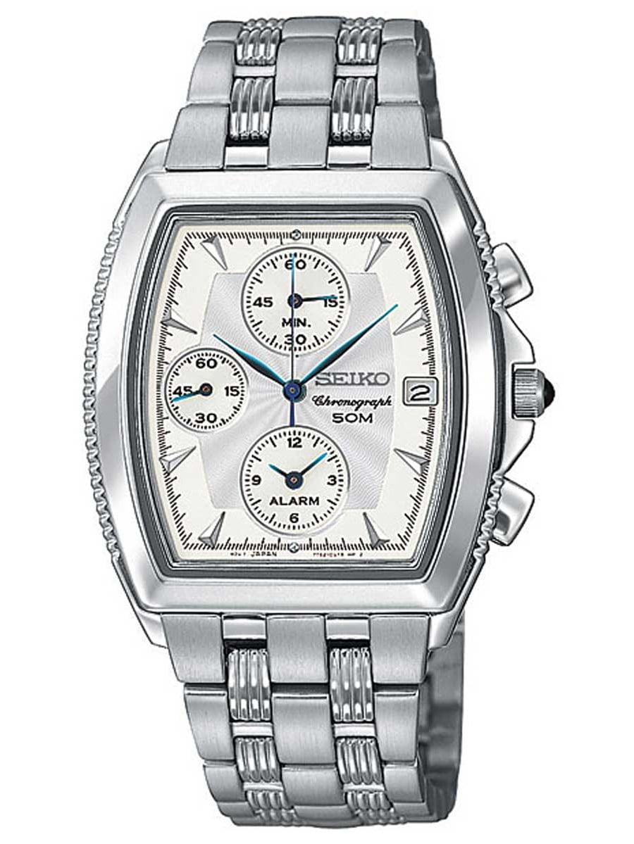 Seiko SNA611 Men's Le Grand Sport White Dial Steel Bracelet Chronograph  Alarm Watch 