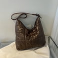 thumbnail image 1 of Bolsa de hombro informal con asa superior de nailon para mujerde compras acolchado (marrón oscuro) Likrtyny Para Estrenar, 1 of 9