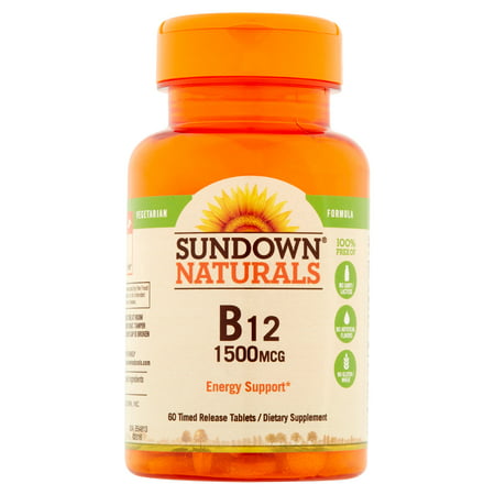 Sundown Naturals Suractivé B12 Temps Sortie supplément de vitamine comprimés, 1500mcg, 60 count