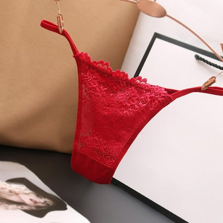 IDALL Thongs for Women Womens Underwear Thongs Lace Transparent Thong Hot Thin Seamless Cotton Crotch Thin Strap Panties Women s Panties Sexy Underwear for Women Red One Size
