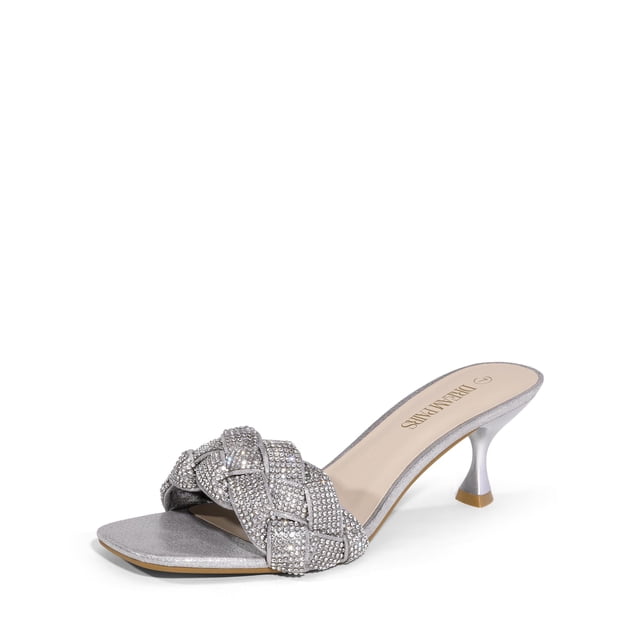 Sandalias DREAM PAIRS SDHS2216W Tacones Plateados con Pedrería
