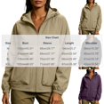 thumbnail image 3 of thefnos Womens Plus Size Cargo Jacket Zip Up Long Sleeve Hooded Coat Fall Solid Color Vintage Trench Coat with Pockets Casual Fashion Clothes, Black XL, 3 of 9