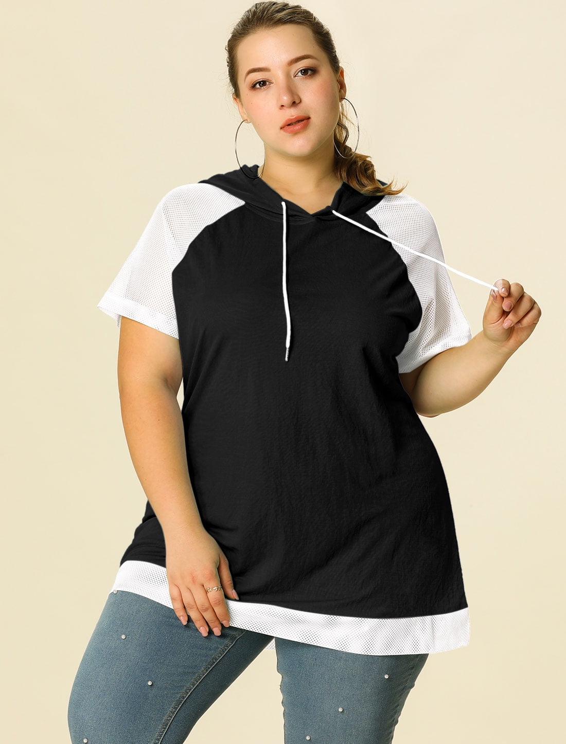 short sleeve hoodie womens plus size