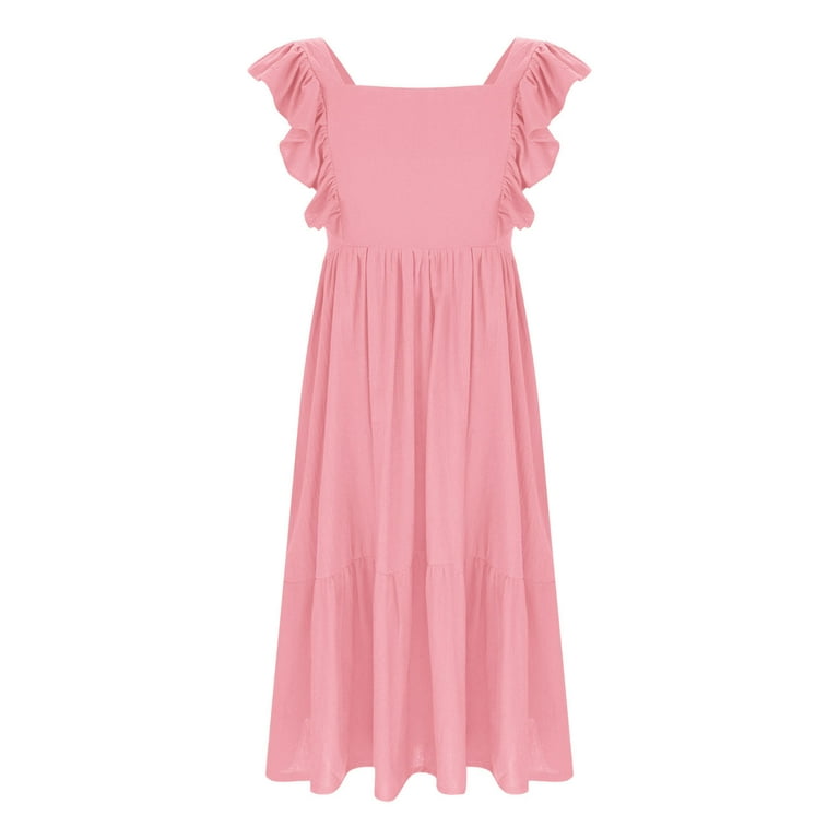 knee length dresses for ladies Moon River Flutter Sleeve Tiered Midi Dress – Gibsonlook main image 1