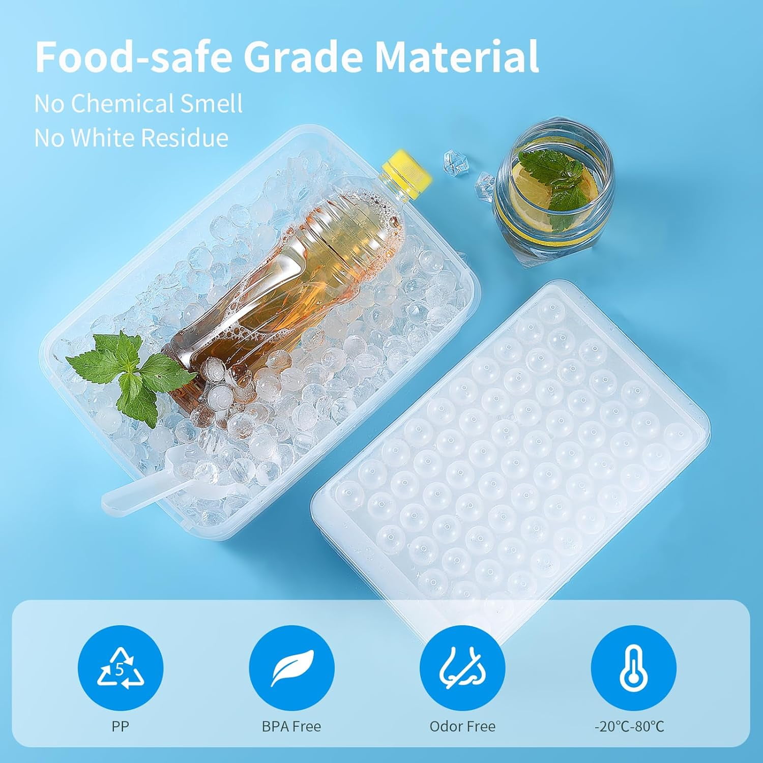 Mini Ice Cube Trays with Lid and Bin,4 Pack Ice Trays for Freezer,348 Pcs Mini Ice Maker,Ice Cube Mold,Small Round Ice Cube Tray Easy Release, Crushed Ice Trays for Chilling Drinks Coffee (Clear)