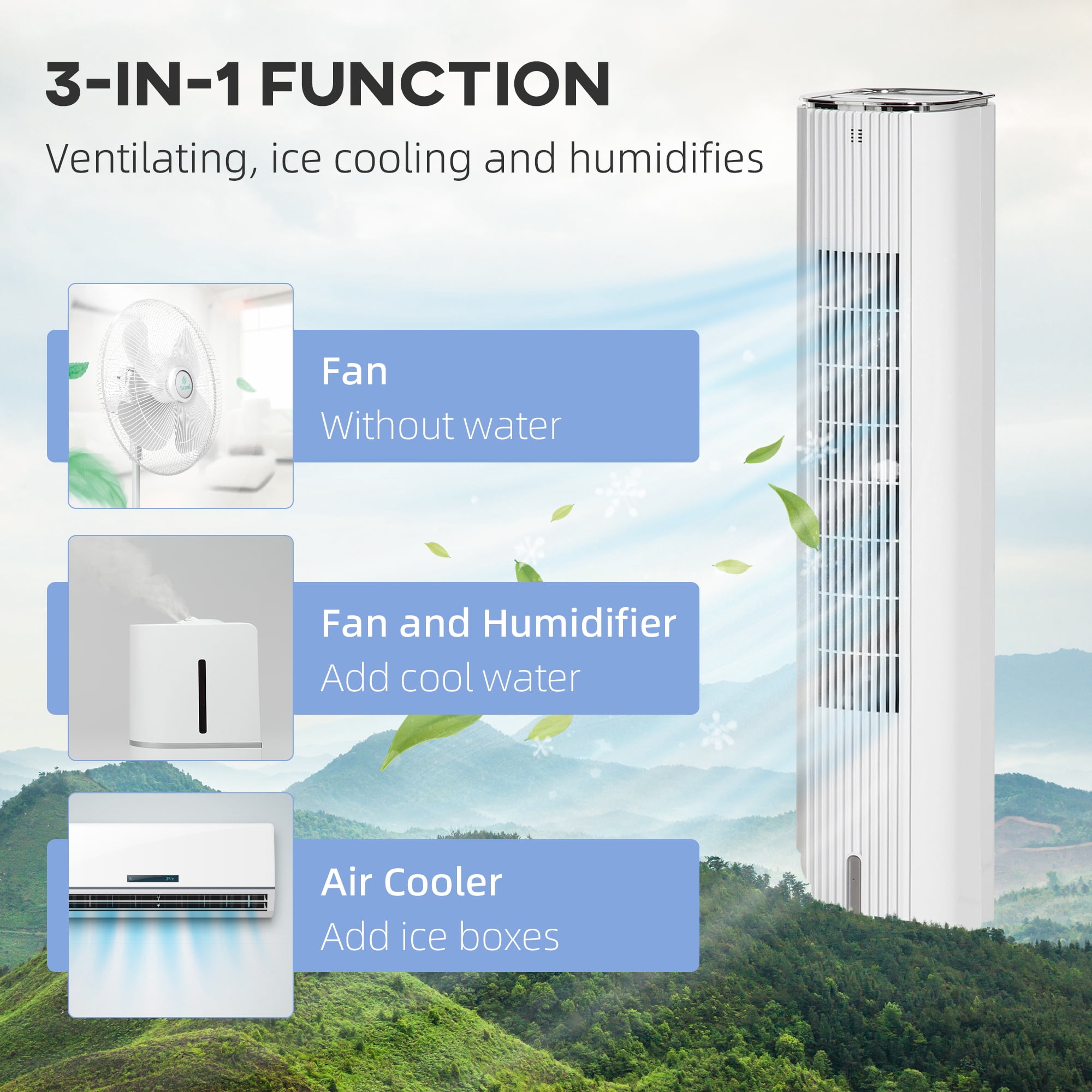 HomCom 42 in 3-Speed Remote Control Evaporative Air Cooler