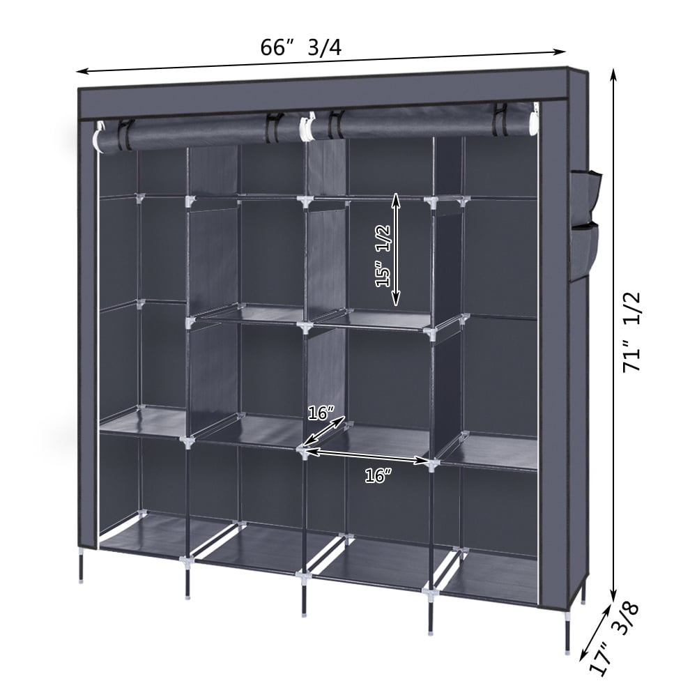 Lowestbest Portable Wardrobe Clothes Closet, Gray