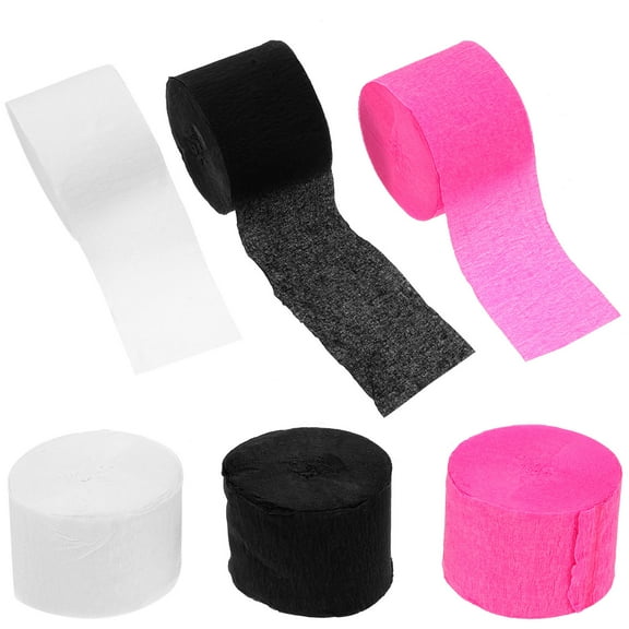 HAKIDZEL Crepe Paper Streamers Black 6 Rolls Party Organizers Long Crinkle