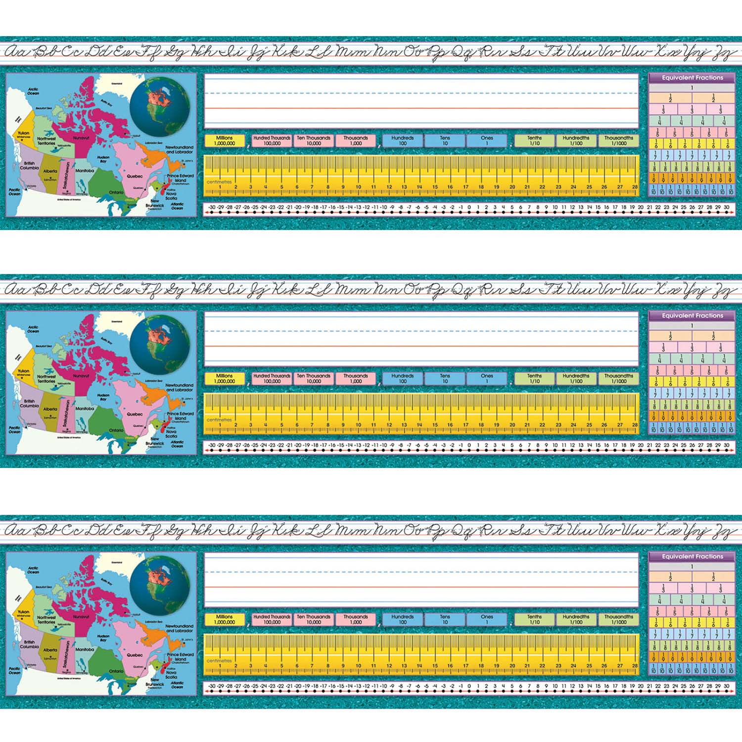 North Star Teacher Resources Canadian Intermediate Traditional Cursive Desk Plates, 36 Per Pack, 3 Packs