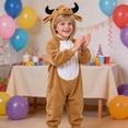 thumbnail image 4 of Halloween Cow Costume for Ch'ildr'en, Cute Animal Cosplay One Piece Outfit, Hooded Jumpsuit with Horns, Fancy Dress Party Clothes for K'ids Holiday Birthday, 4 of 6