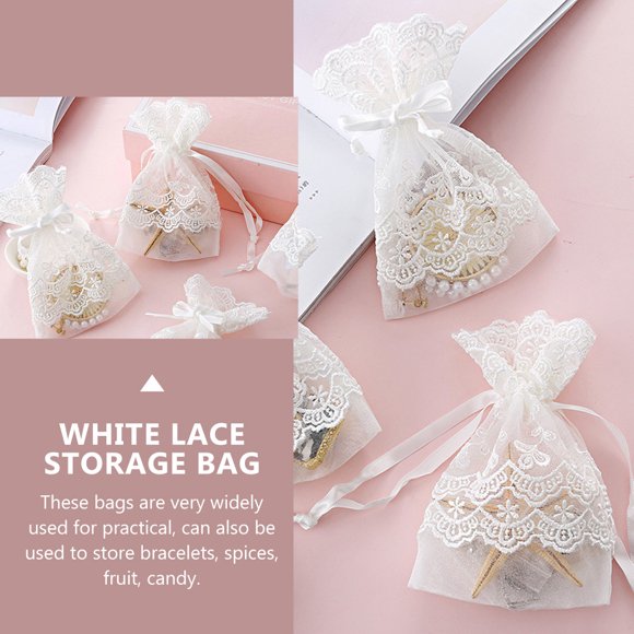 LOLIPPYY 5Ud Bolsa De Almacenamiento De Encaje Con Cordón Para Joyas Y Regalos Elegantes Y Portátiles