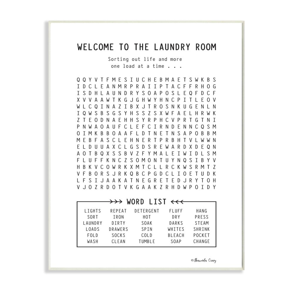 The Stupell Home Decor Black And White Laundry Room Crossword Puzzle 