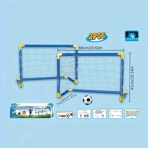 2-Piece Youth Soccer Goal Set – Portable Indoor & Outdoor Football Goals