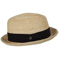 thumbnail image 3 of Oceanside Raffia Straw Fedora Hat - M - Natural/Black, 3 of 6
