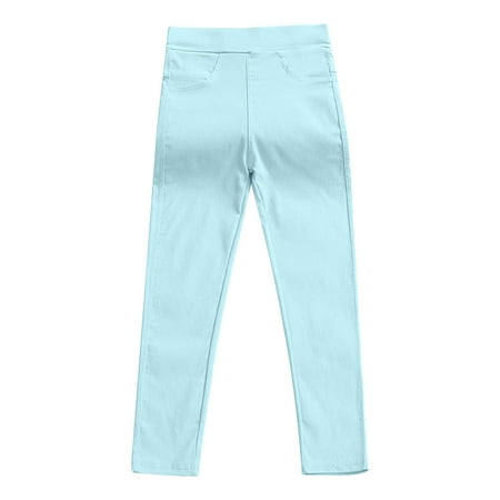 

Wdfiry 3T-10Y Toddler Baby Girls Straight Leg Trousers Elasticated Waist Solid Color Pants With Pocket Fall Winter Skinny Pants For Kids