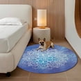 thumbnail image 2 of Boho Flowers Round Area Rug 6Ft Washable Circle Rugs for Bathroom Office, Blue Floral Bohemian Vintage Country Non-Slip Carpet Floor Mats Indoor Outdoor Carpet Runner Aesthetic Home Decor, 2 of 8