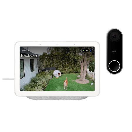 Google Nest Hello Doorbell (Wired) Wi-Fi Video Doorbell with 7" Touchscreen Bundle (Renewed)