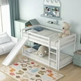thumbnail image 4 of Twin over Twin Bunk Bed in White - With Convertible Ladder & Slide, Sturdy Construction, 4 of 17
