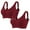 Red, variant on 2 PCS Women's Plus Size Wireless Bralette Floral Rhinestone Full Coverage Bras Support Push up T-Shirt Bra, 105BCD