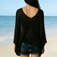 thumbnail image 5 of Helii Women's Mesh Poncho Cover Up, Hollow Out Knit Beach Poncho, Asymmetrical Sheer Cover Up, Lightweight Crochet Poncho for Swimsuit Vacation Beach Black,One Size, 5 of 7