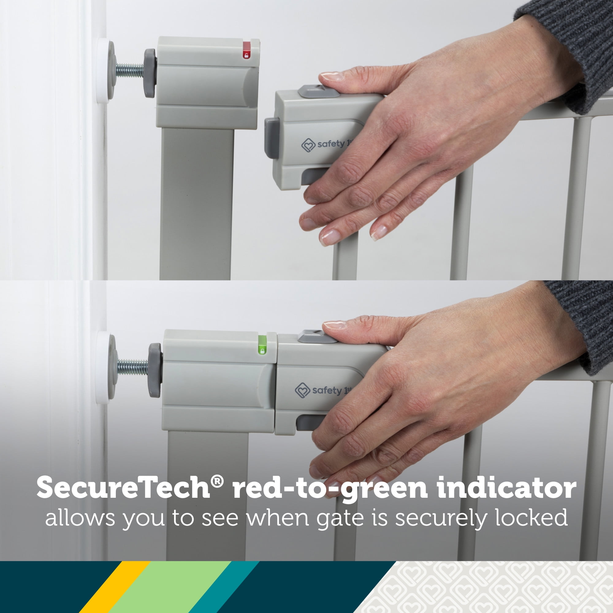 Safety 1st Pressure Mounted Baby Gates for Doorways, SecureTech® No-Drill, With Door, 29-38", Gray